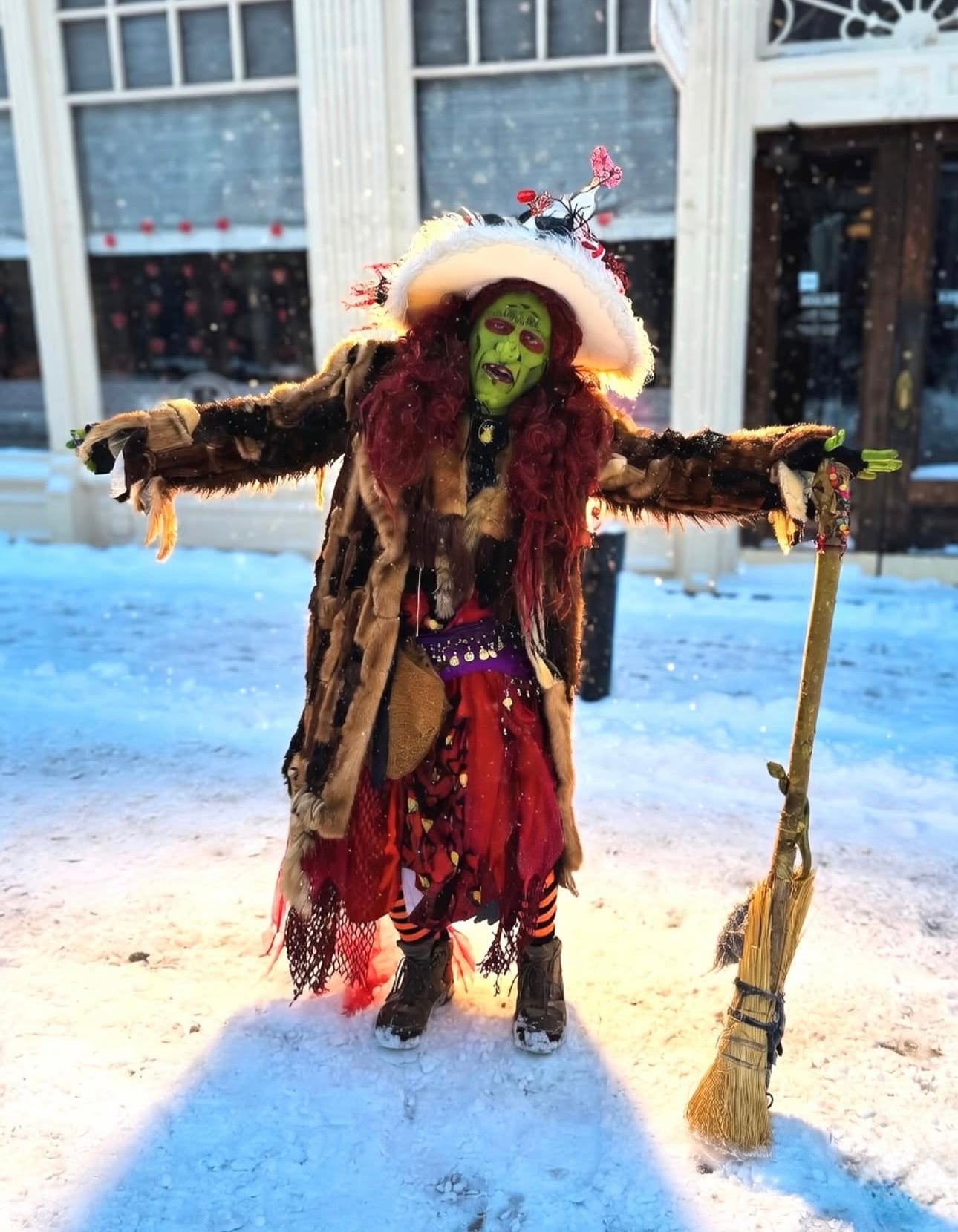 Borah The Witch street performer and busker performing in downtown Salem MA